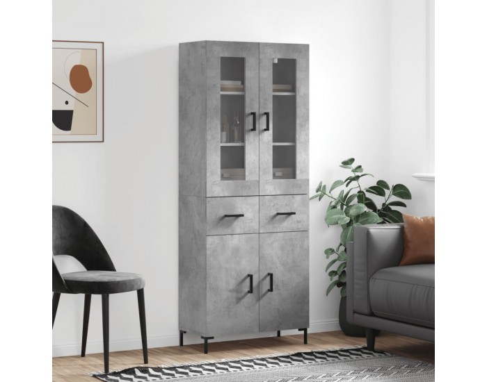 Sonata H Висок шкаф, бетонно сив, 69,5x34x180 см, инженерно дърво