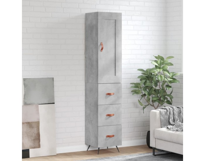 Sonata H Висок шкаф, бетонно сив, 34,5x34x180 см, инженерно дърво