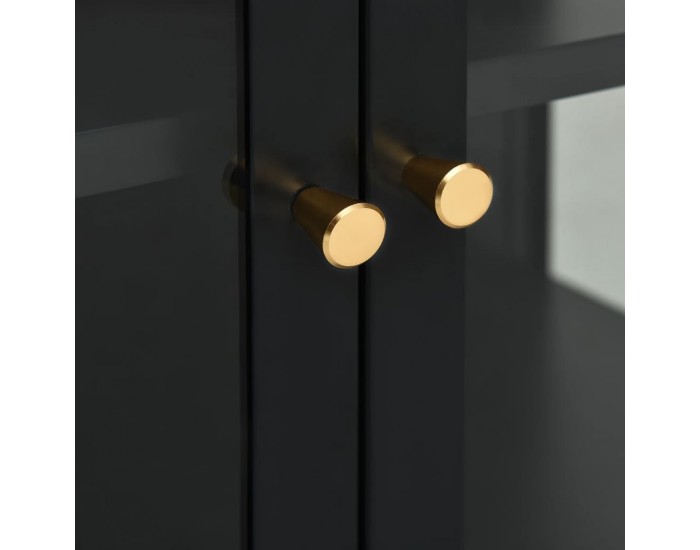 Sonata H Бюфет, черен, 105x35x70 см, стомана и стъкло