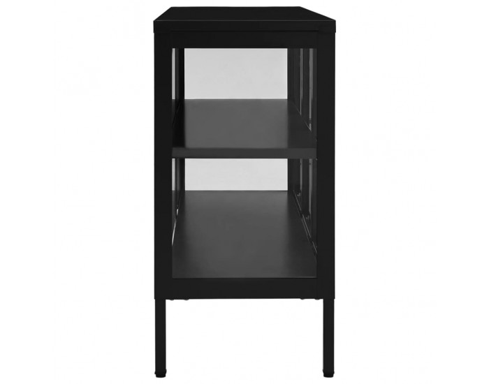 Sonata H Бюфет, черен, 105x35x70 см, стомана и стъкло