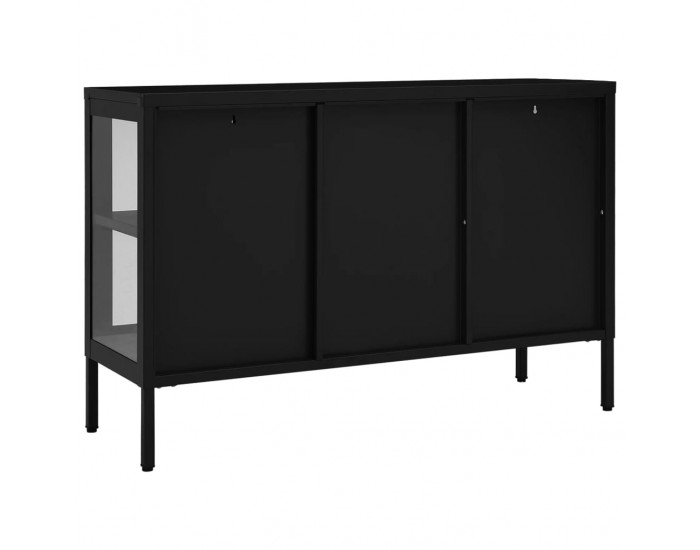 Sonata H Бюфет, черен, 105x35x70 см, стомана и стъкло