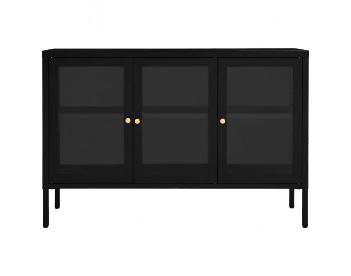 Sonata H Бюфет, черен, 105x35x70 см, стомана и стъкло