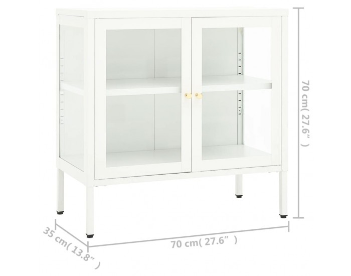 Sonata H Бюфет, бял, 70x35x70 см, стомана и стъкло