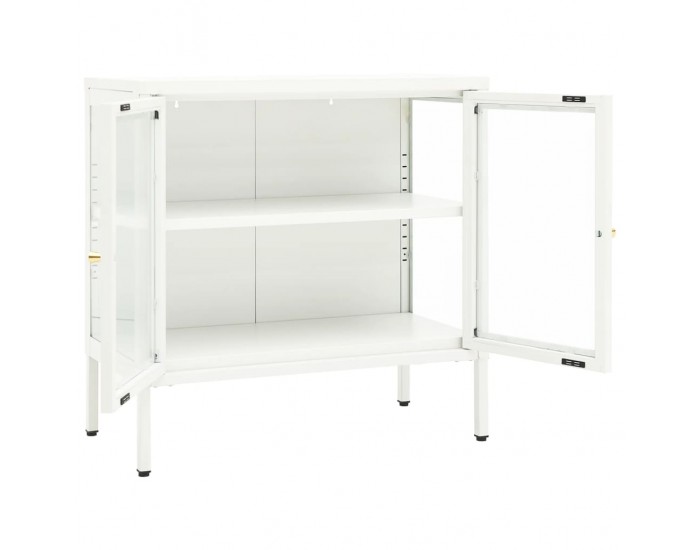 Sonata H Бюфет, бял, 70x35x70 см, стомана и стъкло