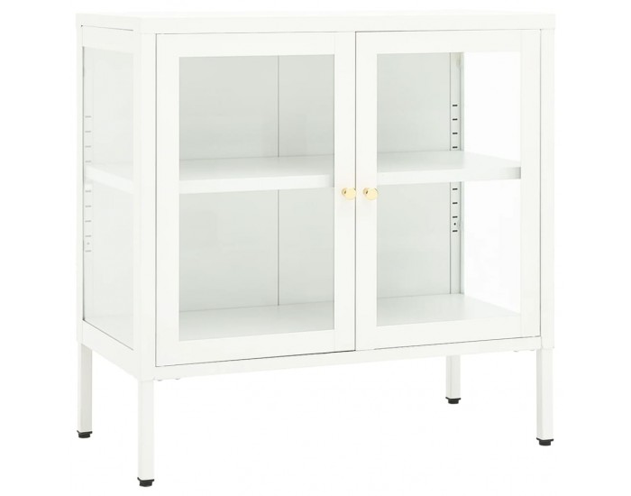 Sonata H Бюфет, бял, 70x35x70 см, стомана и стъкло