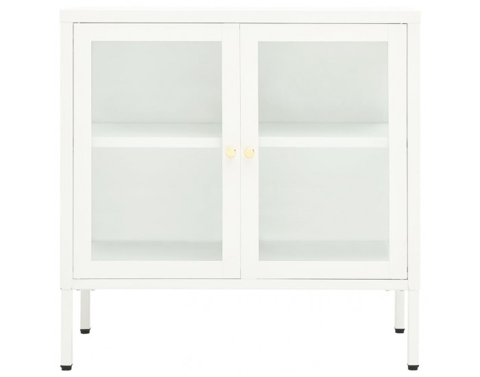 Sonata H Бюфет, бял, 70x35x70 см, стомана и стъкло