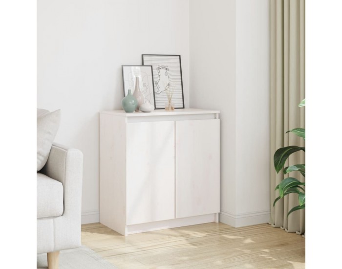 Sonata H Страничен шкаф бял 60x36x65 см борово дърво масив