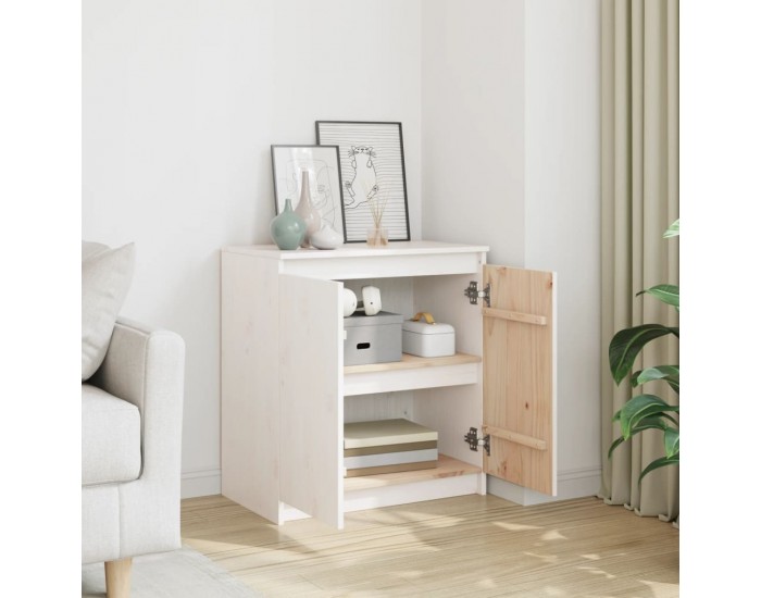 Sonata H Страничен шкаф бял 60x36x65 см борово дърво масив