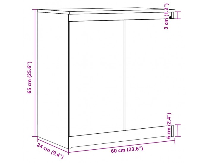 Sonata H Страничен шкаф бял 60x36x65 см борово дърво масив
