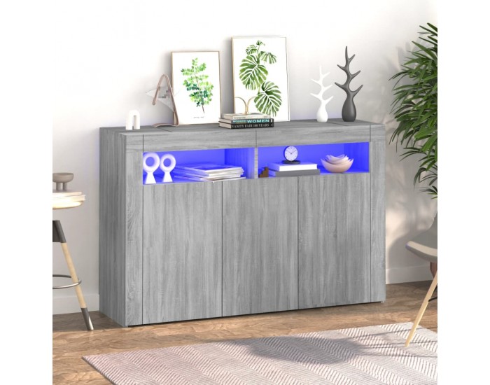 Sonata H Сайдборд с LED светлини, сив сонома, 115,5x30x75 см Sonata H Сайдборд с LED светлини, сив сонома, 115,5x30x75 см