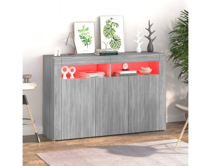 Sonata H Сайдборд с LED светлини, сив сонома, 115,5x30x75 см Sonata H Сайдборд с LED светлини, сив сонома, 115,5x30x75 см