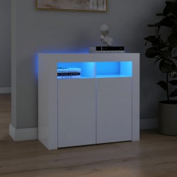 Sonata H Сайдборд с LED светлини, бял, 80x35x75 см - Шкафове, Витрини, Модулни секции