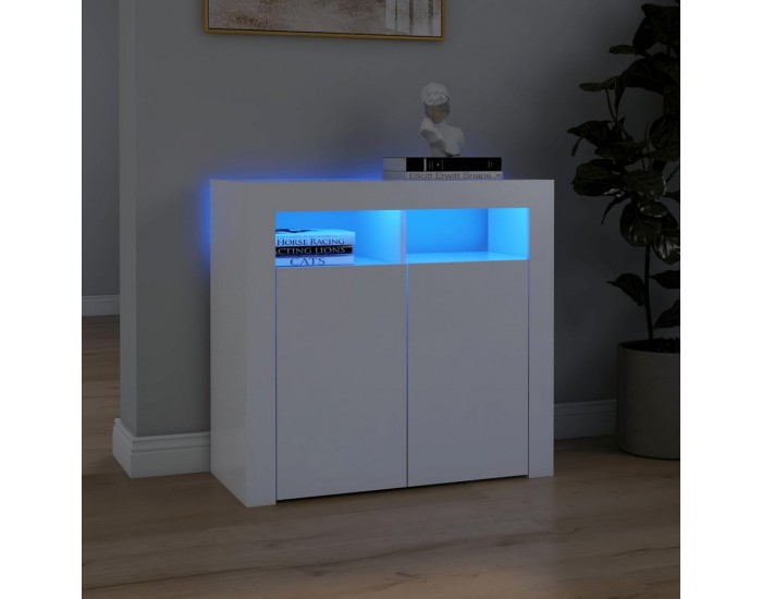Sonata H Сайдборд с LED светлини, бял, 80x35x75 см Sonata H Сайдборд с LED светлини, бял, 80x35x75 см