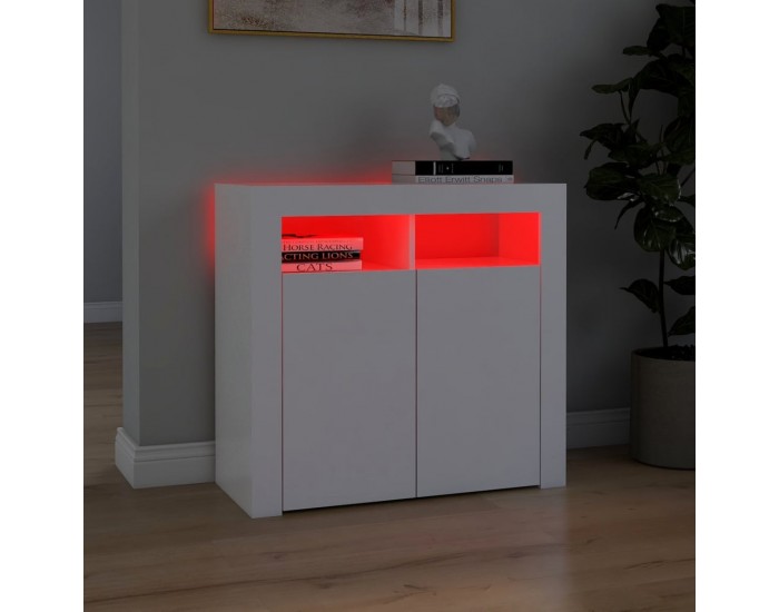 Sonata H Сайдборд с LED светлини, бял, 80x35x75 см Sonata H Сайдборд с LED светлини, бял, 80x35x75 см
