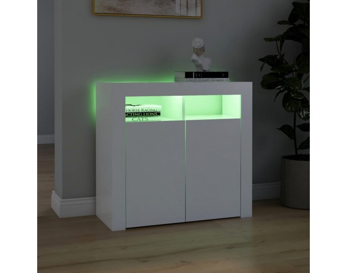 Sonata H Сайдборд с LED светлини, бял, 80x35x75 см Sonata H Сайдборд с LED светлини, бял, 80x35x75 см