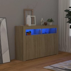 Sonata H Сайдборд с LED светлини, сонома дъб, 115,5x30x75 см - Шкафове, Витрини, Модулни секции