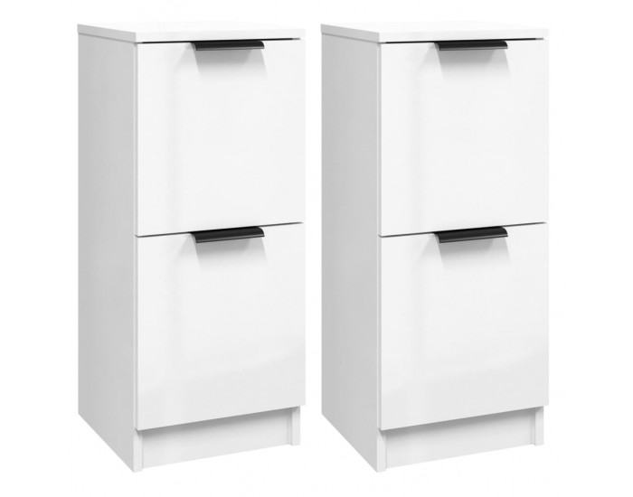 Sonata H Сайдборди, 2 бр, бял гланц, 30x30x70 см, инженерно дърво