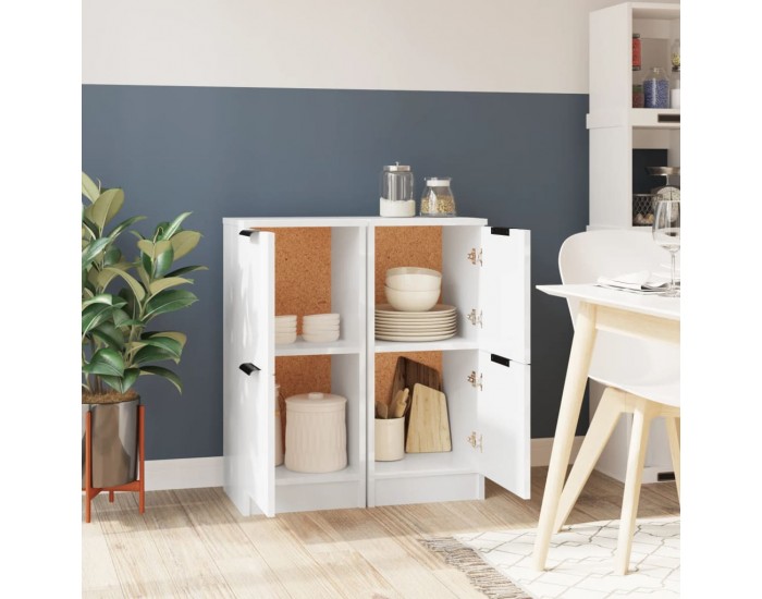 Sonata H Сайдборди, 2 бр, бял гланц, 30x30x70 см, инженерно дърво