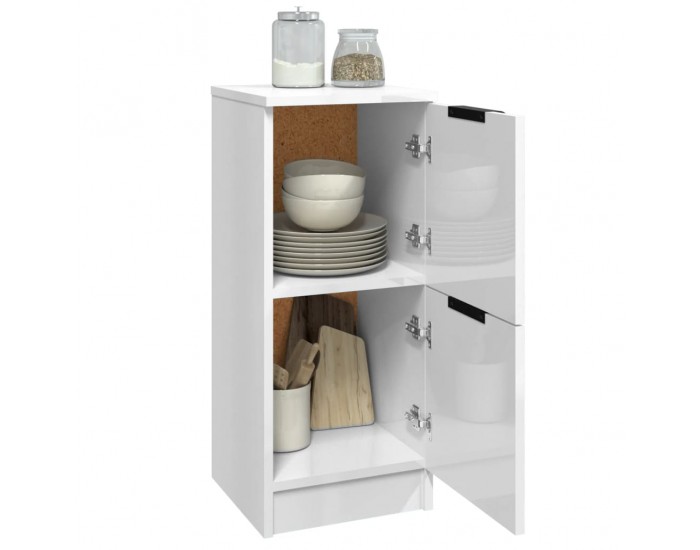 Sonata H Сайдборди, 2 бр, бял гланц, 30x30x70 см, инженерно дърво