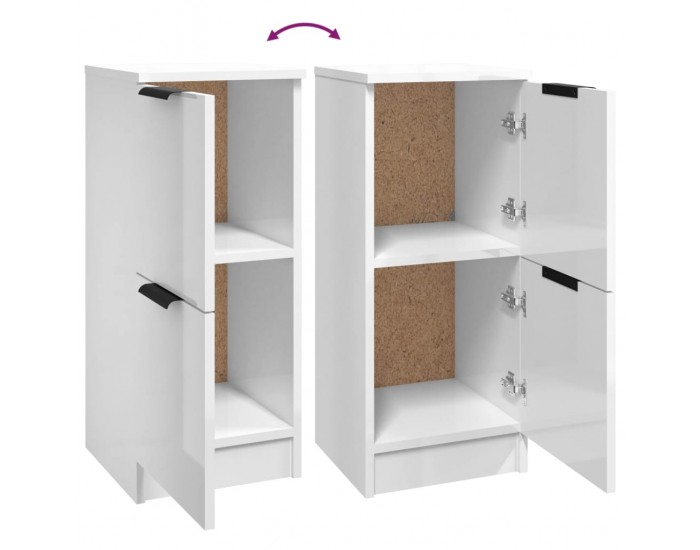 Sonata H Сайдборди, 2 бр, бял гланц, 30x30x70 см, инженерно дърво