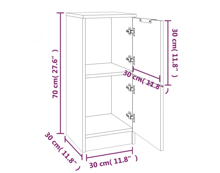 Sonata H Сайдборди, 2 бр, бял гланц, 30x30x70 см, инженерно дърво