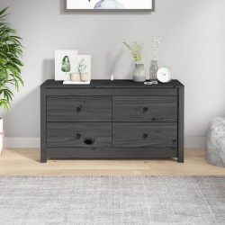 Sonata H Страничен шкаф сив 100x40x54 см борово дърво масив - Шкафове, Витрини, Модулни секции