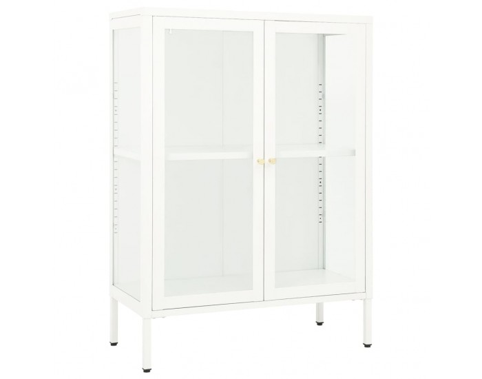 Sonata H Бюфет, бял, 75x35x105 см, стомана и стъкло