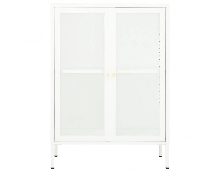 Sonata H Бюфет, бял, 75x35x105 см, стомана и стъкло