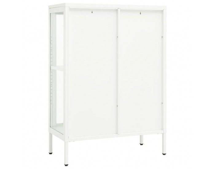 Sonata H Бюфет, бял, 75x35x105 см, стомана и стъкло