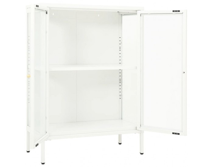 Sonata H Бюфет, бял, 75x35x105 см, стомана и стъкло
