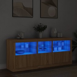 Sonata H Сайдборд с LED светлини, сонома дъб, 162x37x67 см - Шкафове, Витрини, Модулни секции