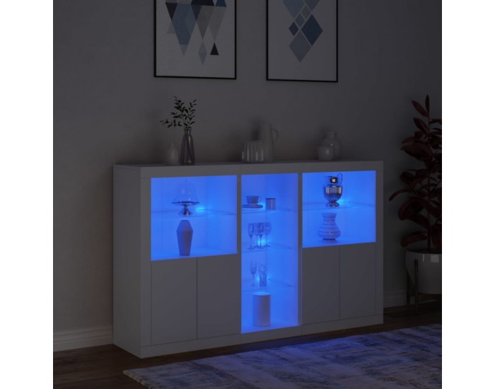 Sonata H Сайдборд с LED светлини, бял, 162x37x100 см Sonata H Сайдборд с LED светлини, бял, 162x37x100 см