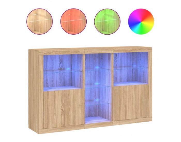 Sonata H Сайдборд с LED светлини, сонома дъб, 162x37x100 см Sonata H Сайдборд с LED светлини, сонома дъб, 162x37x100 см