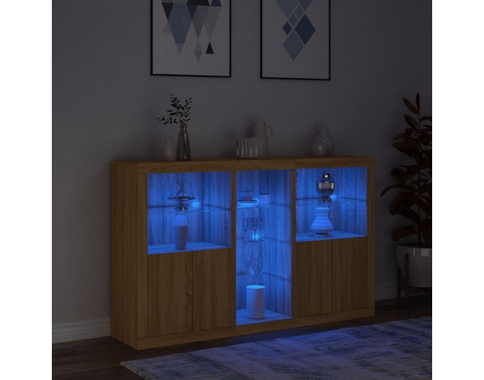 Sonata H Сайдборд с LED светлини, сонома дъб, 162x37x100 см Sonata H Сайдборд с LED светлини, сонома дъб, 162x37x100 см