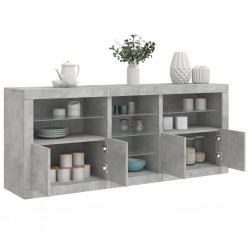 Sonata H Сайдборд с LED светлини, бетонно сив, 181,5x37x67 см - Шкафове, Витрини, Модулни секции