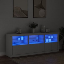 Sonata H Сайдборд с LED светлини, бял, 181,5x37x67 см - Шкафове, Витрини, Модулни секции