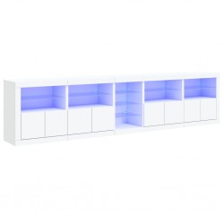 Sonata H Сайдборд с LED светлини, бял, 283x37x67 см - Шкафове, Витрини, Модулни секции