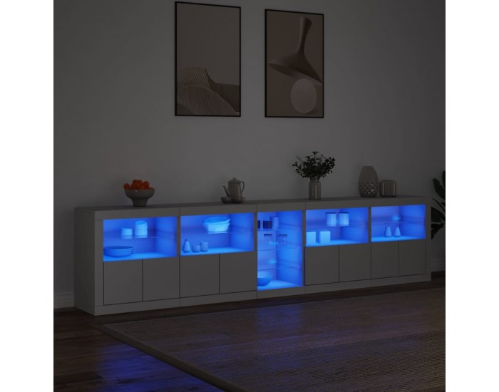 Sonata H Сайдборд с LED светлини, бял, 283x37x67 см Sonata H Сайдборд с LED светлини, бял, 283x37x67 см