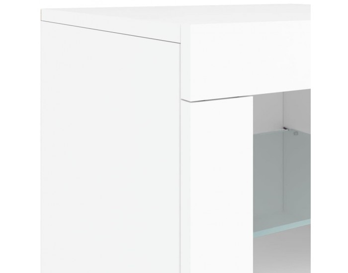 Sonata H Сайдборд с LED светлини, бял, 60,5x37x67 см