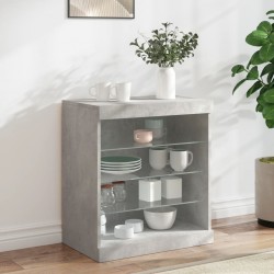 Sonata H Сайдборд с LED светлини, бетонно сив, 60,5x37x67 см - Шкафове, Витрини, Модулни секции