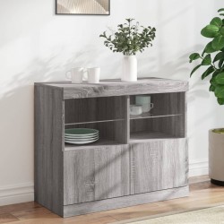 Sonata H Сайдборд с LED светлини, сив сонома, 81x37x67 см - Шкафове, Витрини, Модулни секции