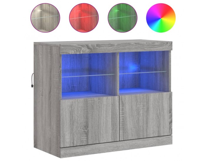Sonata H Сайдборд с LED светлини, сив сонома, 81x37x67 см Sonata H Сайдборд с LED светлини, сив сонома, 81x37x67 см