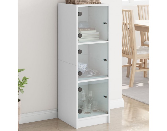Sonata H Висок шкаф със стъклени врати, бял, 35x37x109 см