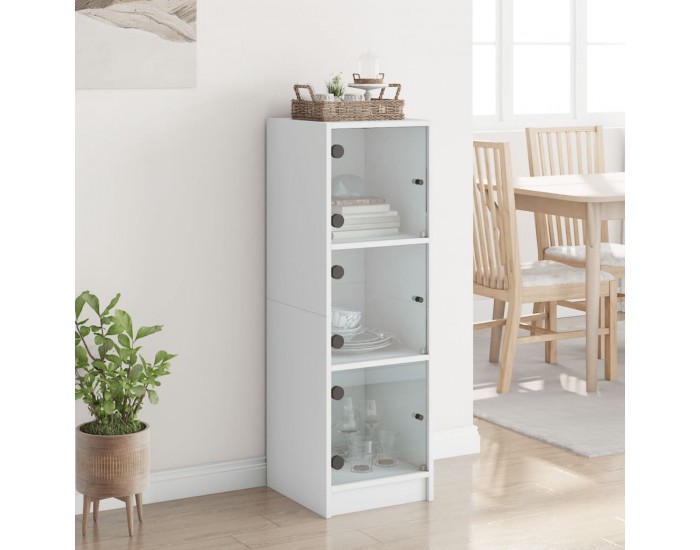 Sonata H Висок шкаф със стъклени врати, бял, 35x37x109 см