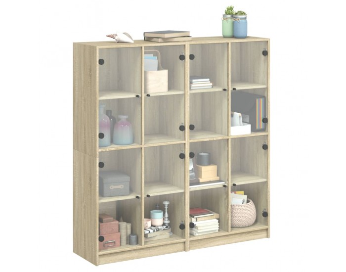 Sonata H Библиотека с врати дъб сонома 136x37x142 см инженерно дърво