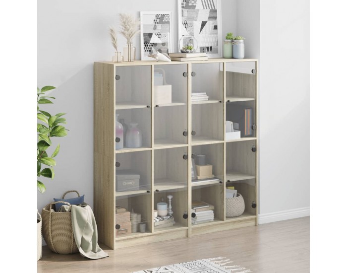 Sonata H Библиотека с врати дъб сонома 136x37x142 см инженерно дърво