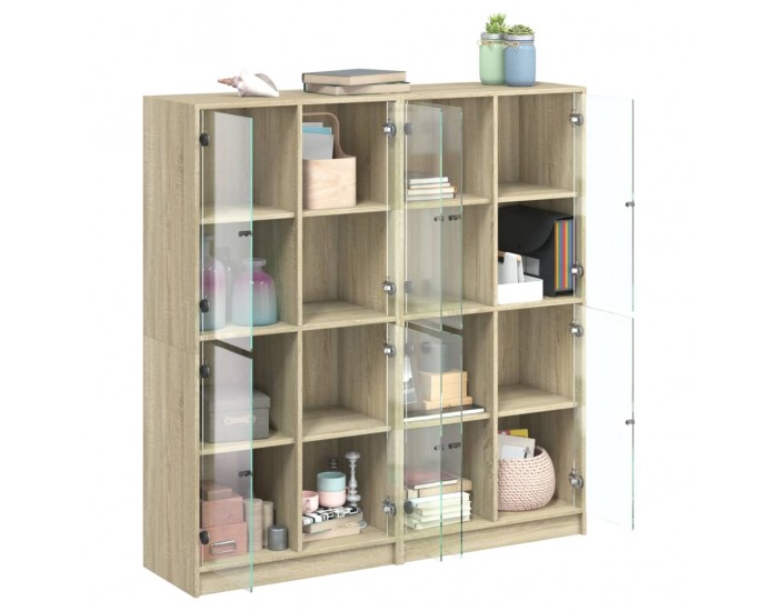 Sonata H Библиотека с врати дъб сонома 136x37x142 см инженерно дърво