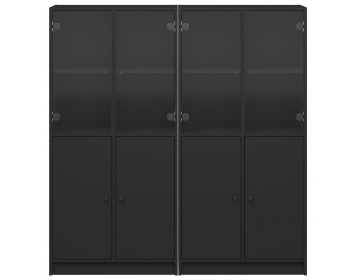 Sonata H Библиотека с врати черна 136x37x142 см инженерно дърво Sonata H Библиотека с врати черна 136x37x142 см инженерно дърво