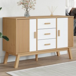 Sonata H Сайдборд OLDEN, бяло и кафяво, 114x43x73,5 см, бор масив - Шкафове, Витрини, Модулни секции