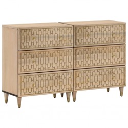 Sonata H Странични шкафове 2 бр 60x33x75 см манго масивно дърво - Шкафове, Витрини, Модулни секции